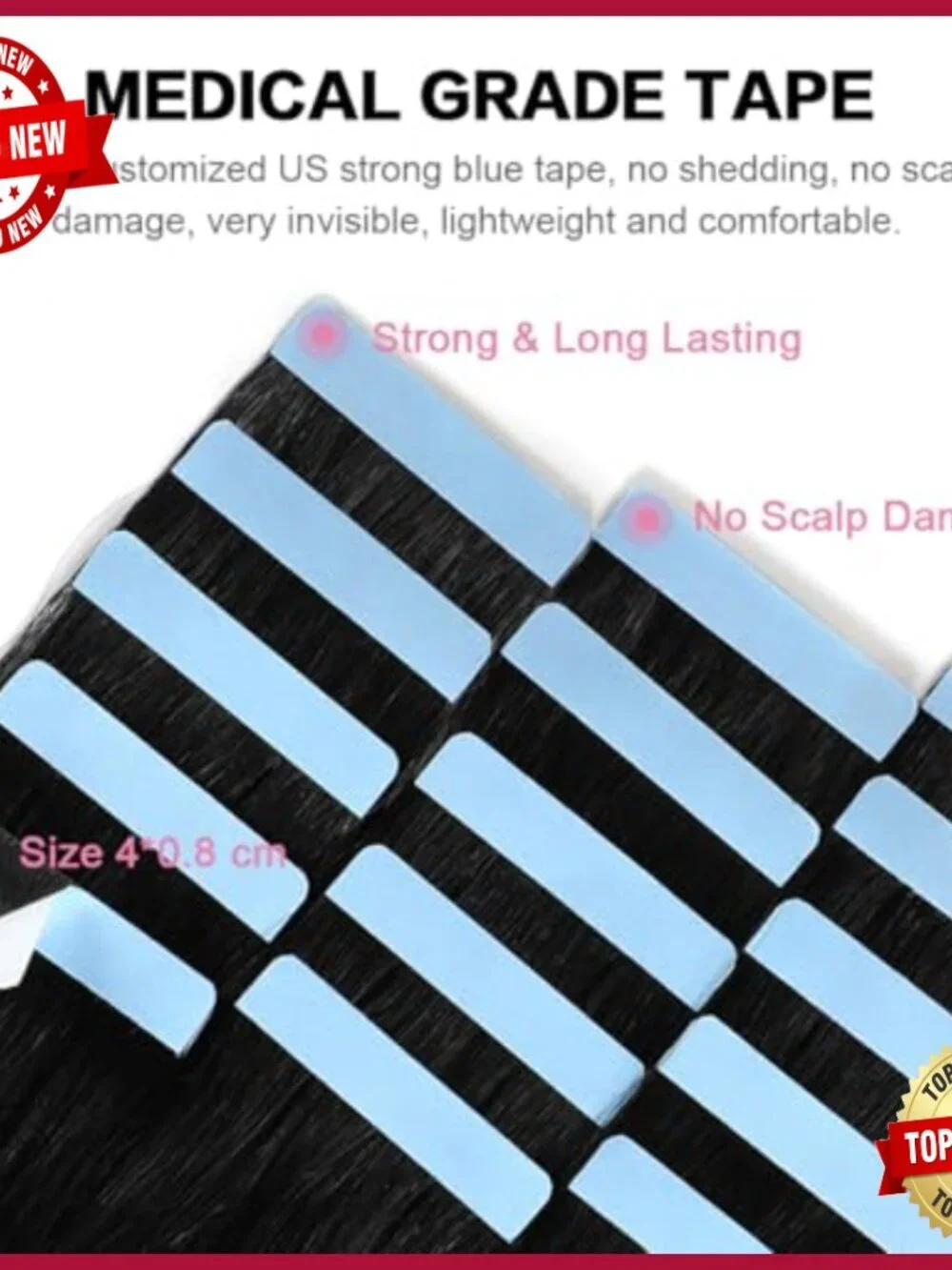 Human Hair Tape-In Extensions 20 Pack Straight 24 Inch Salon Quality